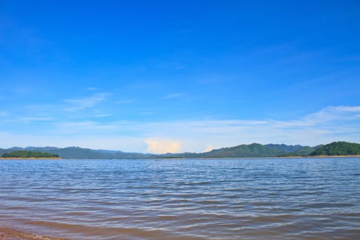 Views over the reservoir Kaengkrachan dam, Phetchaburi Thailand