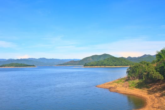 Views over the reservoir Kaengkrachan dam, Phetchaburi Thailand