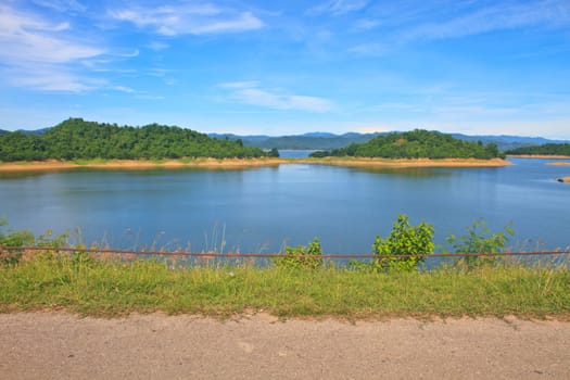 Views over the reservoir Kaengkrachan dam, Phetchaburi Thailand