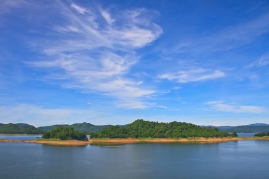 Views over the reservoir Kaengkrachan dam, Phetchaburi Thailand