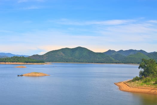 Views over the reservoir Kaengkrachan dam, Phetchaburi Thailand