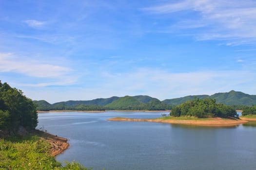 Views over the reservoir Kaengkrachan dam, Phetchaburi Thailand