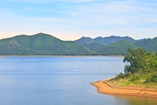 Views over the reservoir Kaengkrachan dam, Phetchaburi Thailand