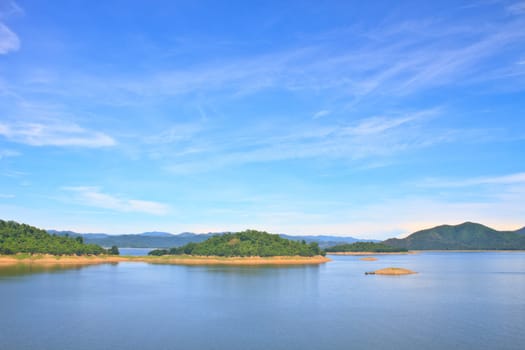 Views over the reservoir Kaengkrachan dam, Phetchaburi Thailand