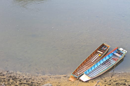 top view of boat wood moor coast river