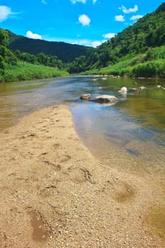 River in deep forest, river in evergreen forest in Thailand