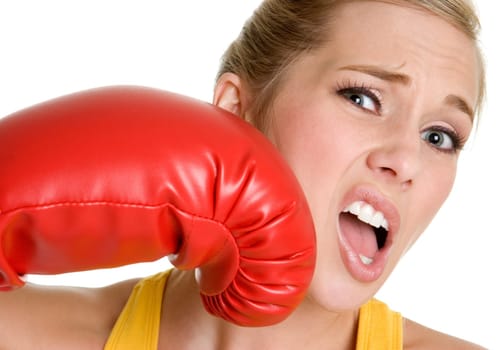 Boxing woman hit in face