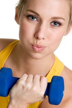 Pretty fitness girl lifting weights