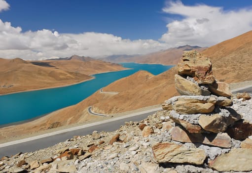 Yamdrok sacred lake in Tibet