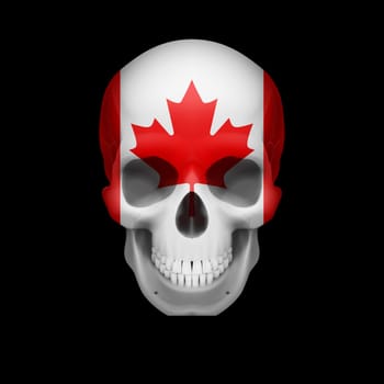Human skull with flag of Canada. Threat to national security, war or dying out