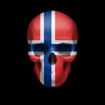 Human skull with flag of Norway. Threat to national security, war or dying out