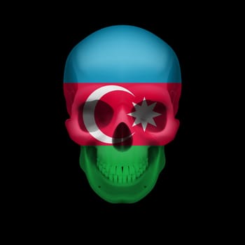 Human skull with flag of Azerbaijan. Threat to national security, war or dying out