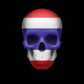 Human skull with flag of Thailand. Threat to national security, war or dying out