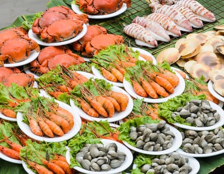 Seafood in floating market, Thailand