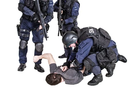 Special weapons and tactics SWAT team makes a bust