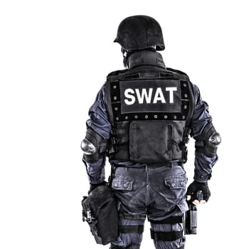 Special weapons and tactics SWAT team officer shot from behind