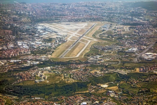 Airport Lisbon, Portugal, aerial view