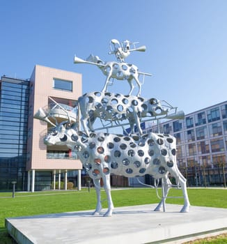 sculpture in front of the Wilhelmina children hospital in Utrecht, Netherlands. Made by artist Guido Beelen, the sculpture originally existed of a cow and pig.