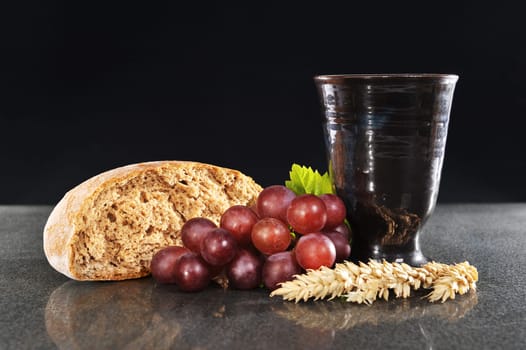 Bread and wine for the sacrament or communion