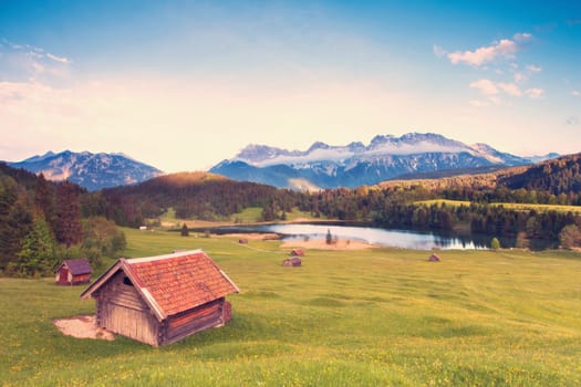 Almwiese am Karwendel with a view to the lake