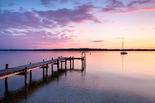 The lake rests quietly