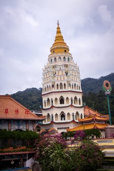 Asian temple with zodiac signs and religious symbols in Malaysia