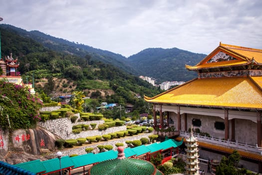 Asian temple with zodiac signs and religious symbols in Malaysia