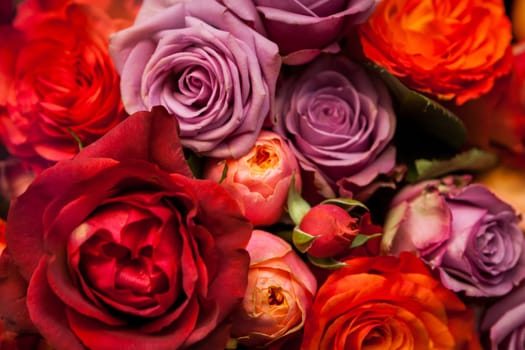 Bouquet of different flowers and flowers for Mother's Day as a close-up