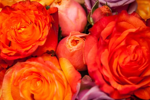 Bouquet of different flowers and flowers for Mother's Day as a close-up