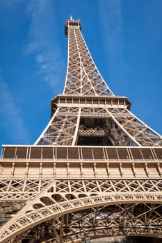 eiffeltower in paris landmark in front of blue sky in spring architecture view
