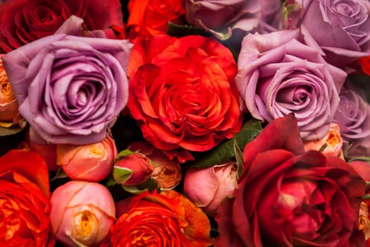 Bouquet of different flowers and flowers for Mother's Day as a close-up