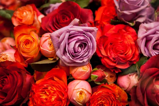Bouquet of different flowers and flowers for Mother's Day as a close-up