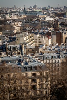 Skyline of Paris with cityscape on the Saine with blue sky in summer