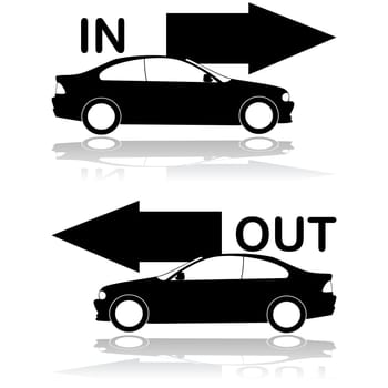 Icon set showing a car entrance and a car exit