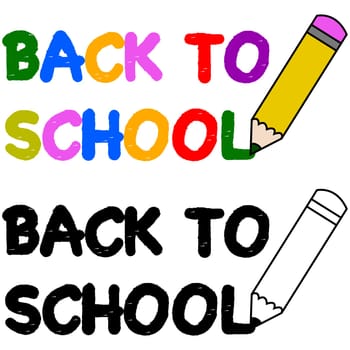 Icon illustration showing a pencil writing the words Back to School