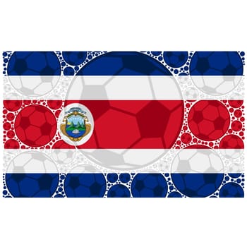 Concept illustration showing the flag of Costa Rica made up of soccer balls