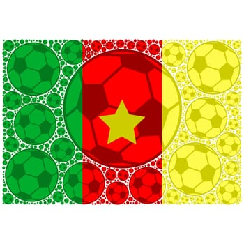 Concept illustration showing the flag of Cameroon made up of soccer balls
