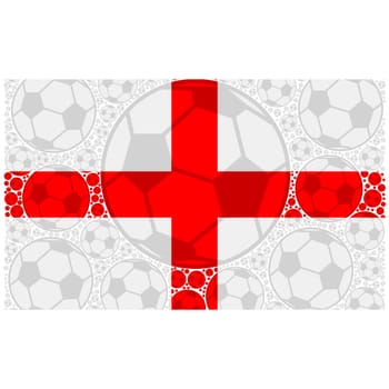 Concept illustration showing the flag of England made up of soccer balls