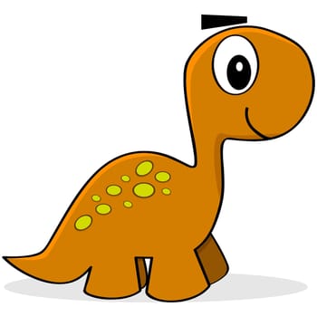 Cartoon illustration showing a cute little dinosaur smiling