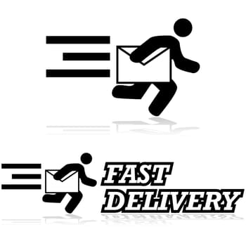 Concept illustration showing a man running carrying an envelope