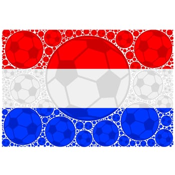 Concept illustration showing the flag of the Netherlands made up of soccer balls