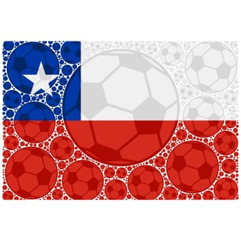 Concept illustration showing the flag of Chile made up of soccer balls