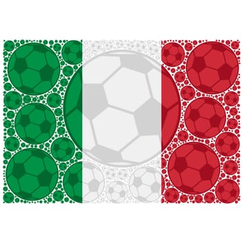 Concept illustration showing the flag of Italy made up of soccer balls