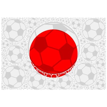 Concept illustration showing the flag of Japan made up of soccer balls