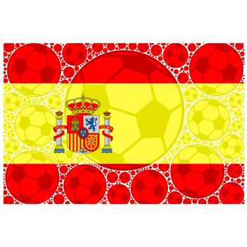 Concept illustration showing the flag of Spain made up of soccer balls