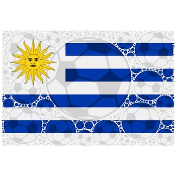 Concept illustration showing the flag of Uruguay made up of soccer balls