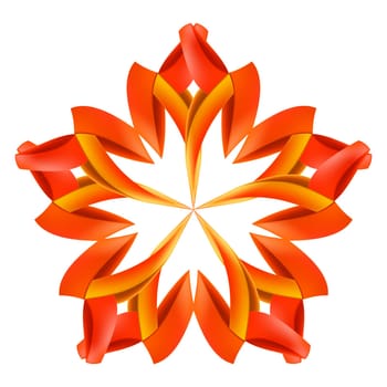 Abstract red and orange design element made of paper or ribbons