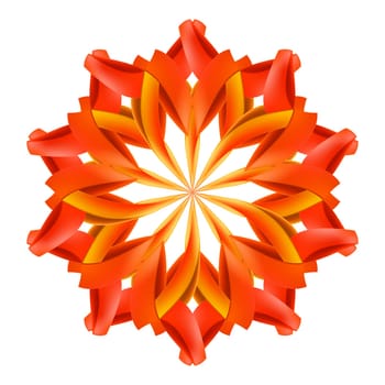 Ornate red and orange pattern made of paper or ribbons
