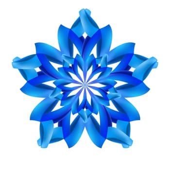 Ornate blue design element made of paper or ribbons