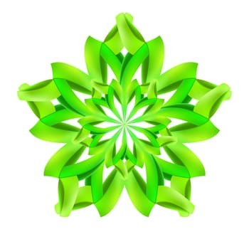 Ornate green pattern made of paper or ribbon